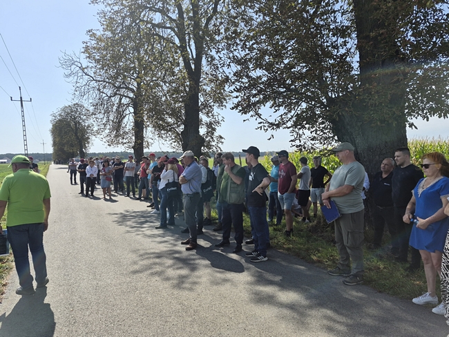 Uczestnicy spotkania przy polach SDOO Pawłowice